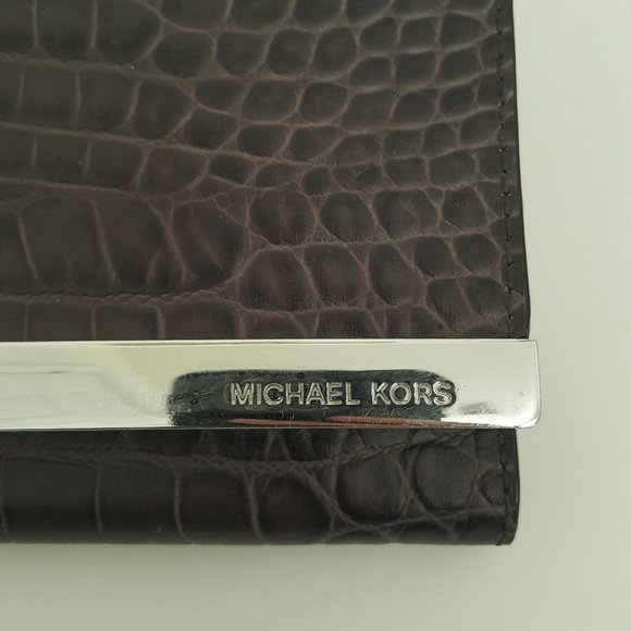 MICHAEL KORS JET SET CHARM LARGE WALLET ON A CHAIN BROWN  Leather Crocodile - Picture 9 of 16